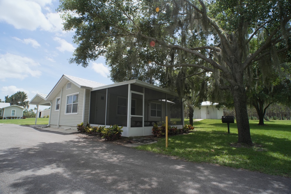 Exterior of the Small House with its screened porch