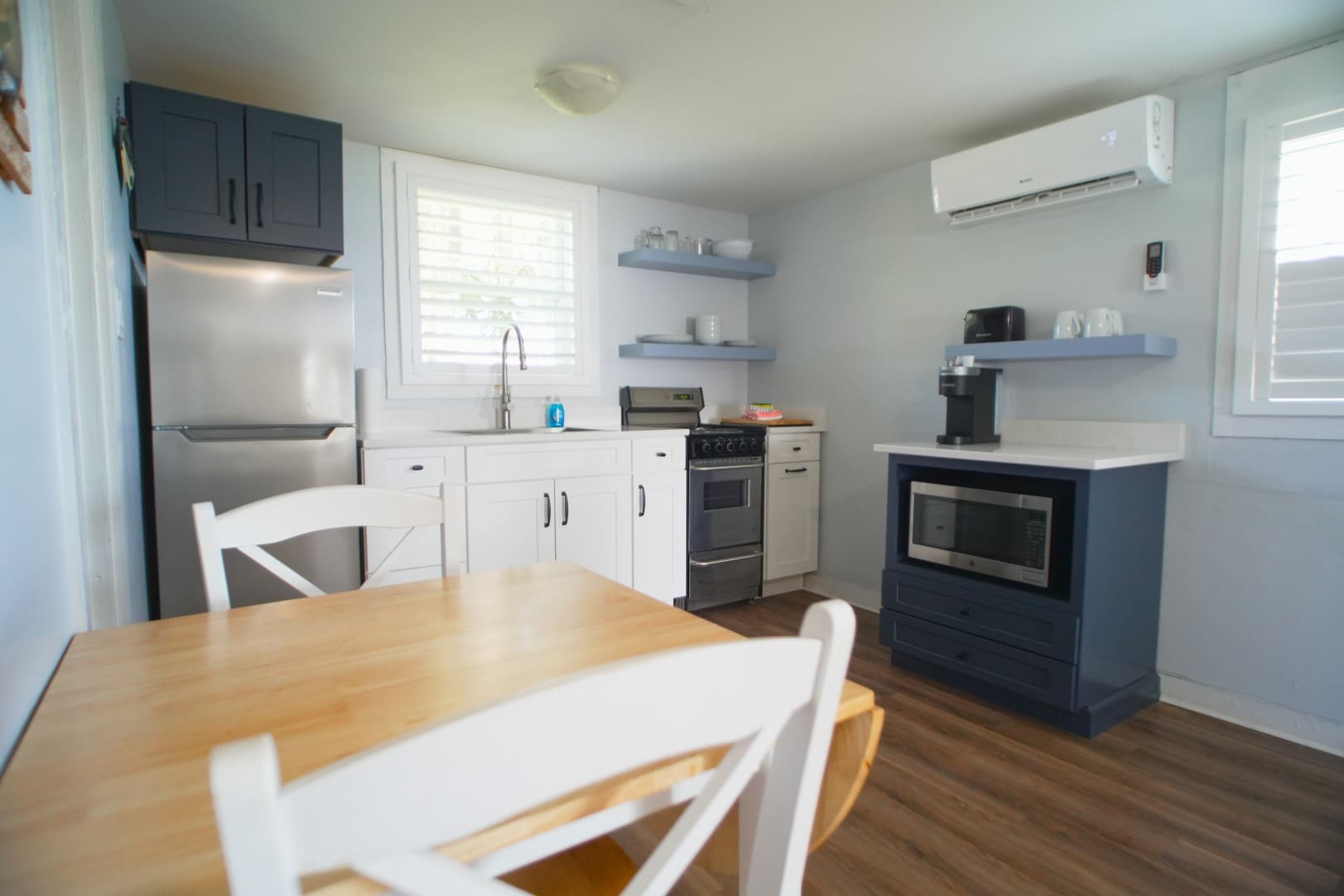 Kitchenette inside a waterside cottage