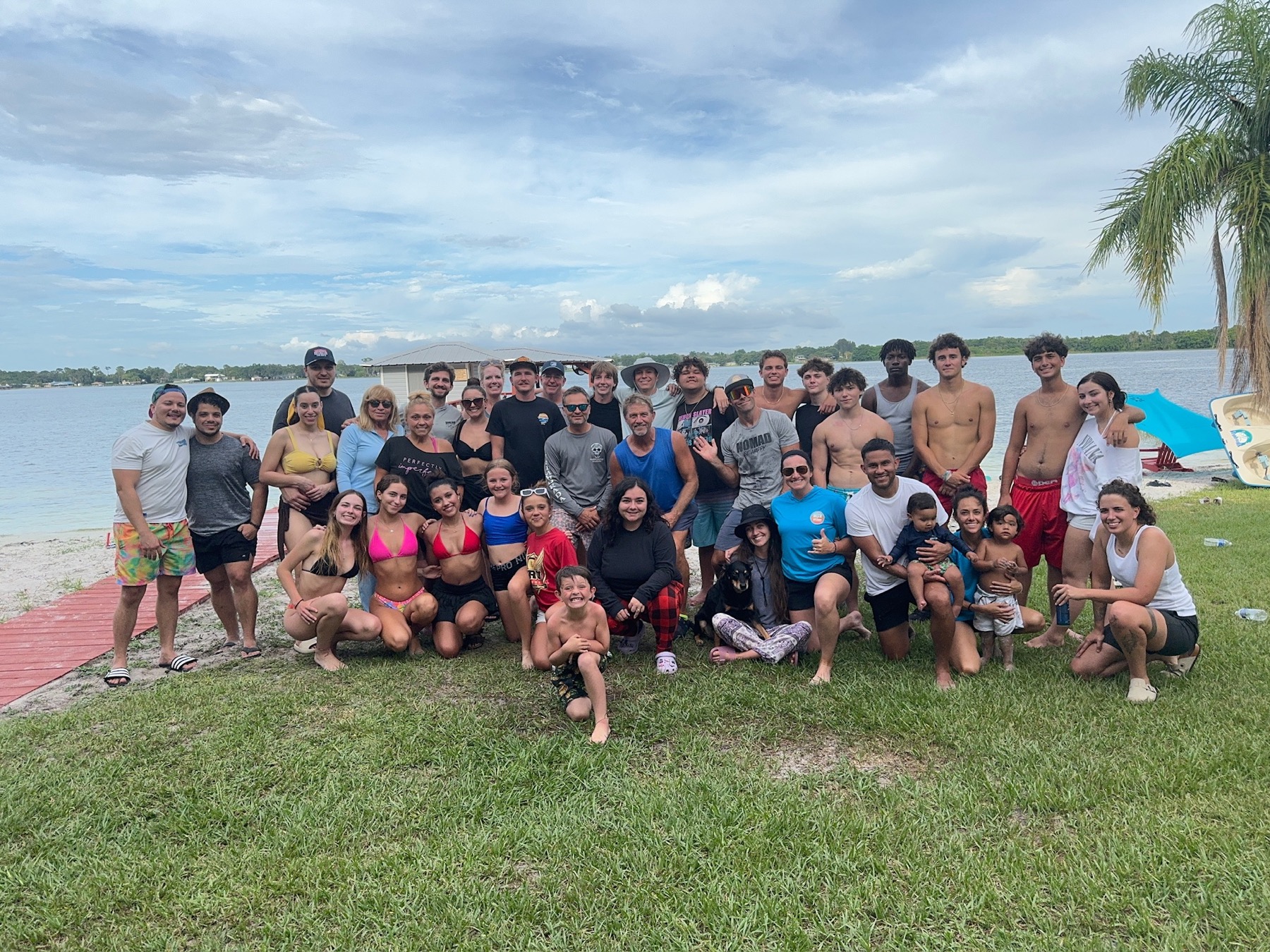 The Lakeside Cottages family gathered beside Lake Clay during a recent annual trip